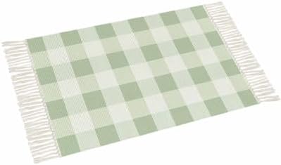 Sage Green Buffalo Check Bathroom Rug 2x3ft