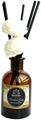 Divina Esencial Reed Diffuser Set with Bamboo Joy and Amber Glass Bottle