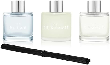 3 Pack Fragrance Reed Diffuser Set with 12 Black Fiber Sticks