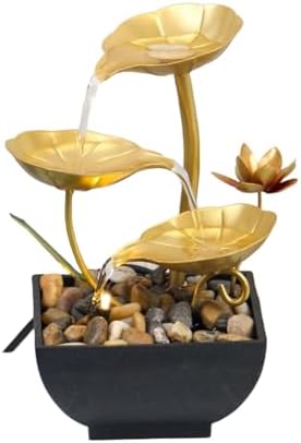 Gold 3 Tier Tabletop Water Fountain for Home Office Decor