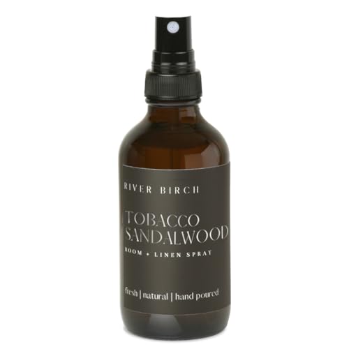 River Birch Tobacco Sandalwood Room Spray 4oz Glass Bottle Luxury Scented Linen Fragrance Handmade in Texas