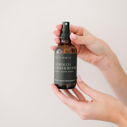 River Birch Tobacco Sandalwood Room Spray 4oz Glass Bottle Luxury Scented Linen Fragrance Handmade in Texas