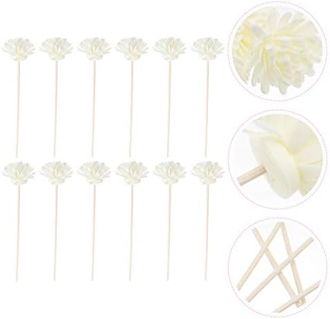 Cabilock 12pcs Wood Flower Rattan Reed Diffuser Sticks Essential Oil Replacement