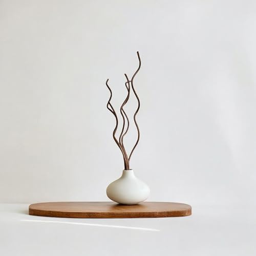 White Ceramic Vase Set of 2 with Rattan Reeds for Aromatherapy
