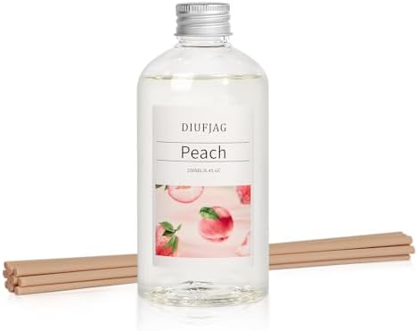 DIUFJAG Peach Reed Diffuser with 10 Fiber Sticks 250ml
