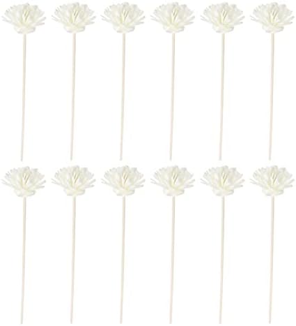 Cabilock 12pcs Wood Flower Rattan Reed Diffuser Sticks Essential Oil Replacement