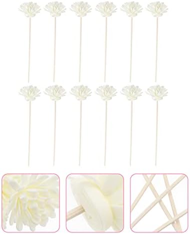 Cabilock 12pcs Wood Flower Rattan Reed Diffuser Sticks Essential Oil Replacement