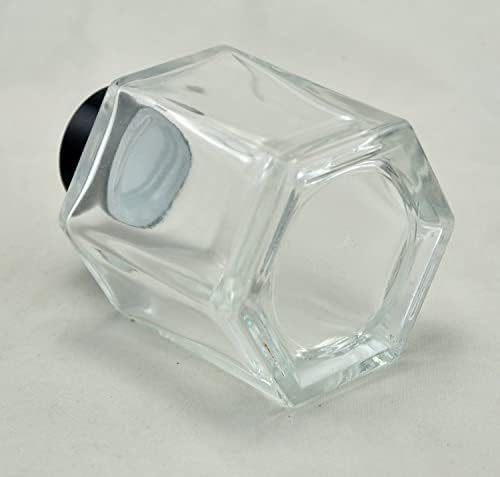 Set of 4 Hexagon Glass Essential Oil Bottles with Black Caps