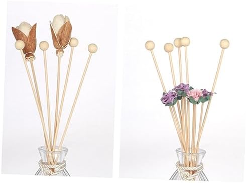 Zerodeko 10pcs Natural Rattan Diffuser Sticks with Wooden Bead Reeds for Home Fragrance