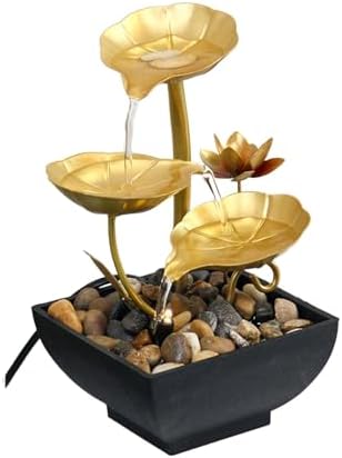 Gold 3 Tier Tabletop Water Fountain for Home Office Decor