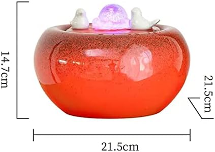 Red Ceramic Tabletop Water Fountain with LED Light
