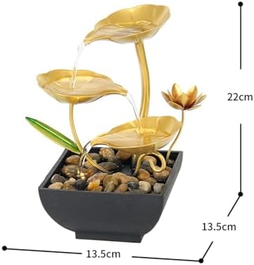 Gold 3 Tier Tabletop Water Fountain for Home Office Decor