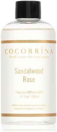 COCORRINA Refill Sandalwood Rose Reed Diffuser with 8 Sticks