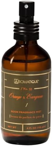 Aromatique Orange Evergreen Room Spray 4 oz Brown Glass Bottle