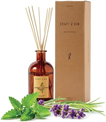Lavender Sage Mint Reed Diffuser Set with 8 Sticks and Oil Refill