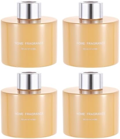 HARFINGTON 4pc Glass Diffuser Set 140ml Pale Orange with Silver Cap