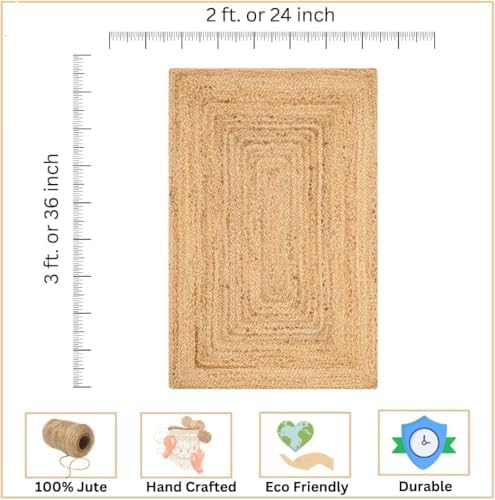 Kema Hand Woven Jute Braided Rug 2x3 Natural