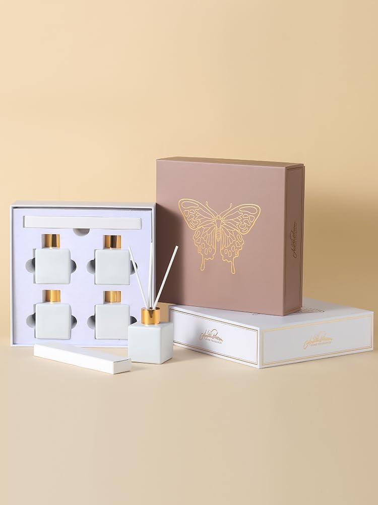 Vintage Square Reed Diffuser Set of 4 50 ml White