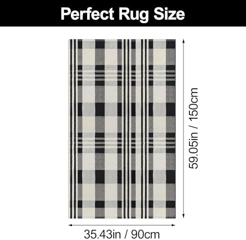 3x5 Buffalo Plaid Rug Cotton Woven Checkered Doormat
