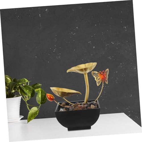 Golden Lotus Waterfall Tabletop Fountain for Indoor Decor