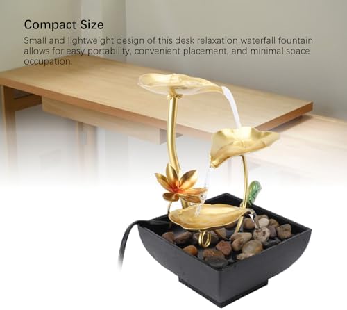 Haofy Indoor 3 Tier Leaf Fountain with LED Light and River Rocks