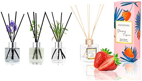 DIUFJAG 150ml Reed Diffuser Set with 100ml Strawberry Scent