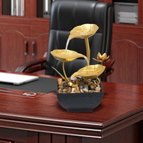 Gold 3 Tier Tabletop Water Fountain for Home Office Decor