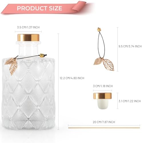 Glass Reed Diffusers Set of 6 with 40 Sticks