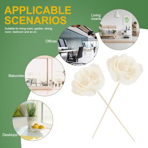 Healifty 5 Pcs Wood Rattan Diffuser Sticks with Flower Shape Head