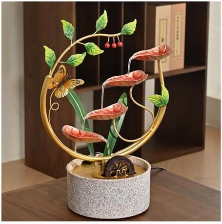 Gorttyeo Tabletop Fountain with Feng Shui Wheel Red