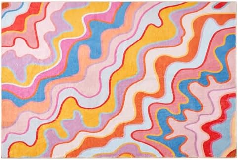 Vintage Abstract 2x3 Area Rug Hippie Style Non-Slip