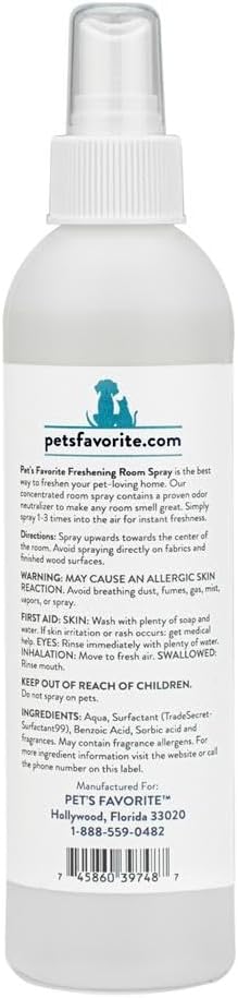 Pets Favorite Room Spray 8 Oz Pet Odor Neutralizer