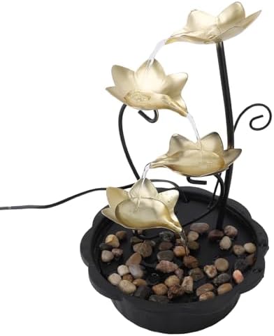 Tabletop Fountain with LED Light and 3-Tier Waterfall Design