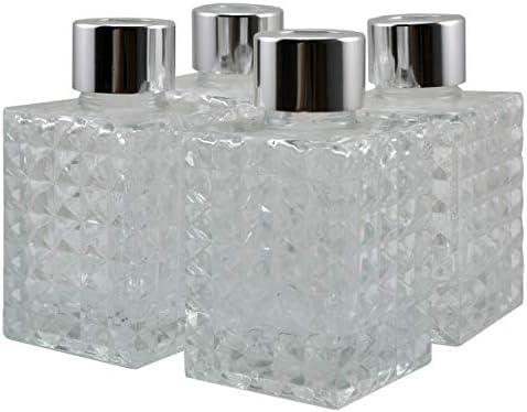 Set of 4 Diamond Embossed Glass Diffuser Bottles 100ml