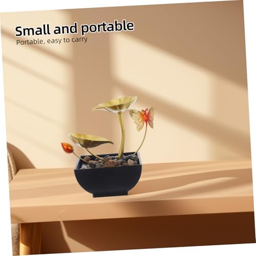 Zerodeko Leaf Indoor Tabletop Fountain with LED Light and River Rocks for Home Office Bedroom Decor