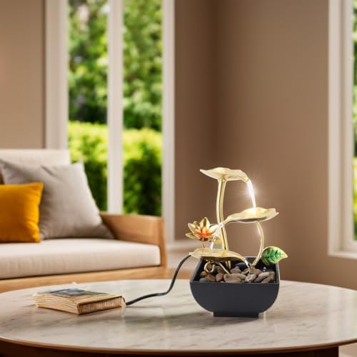 Leaf Tabletop Waterfall Fountain with LED 3 Tier