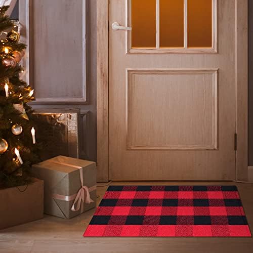 Mudder Buffalo Plaid Rug 354 x 236 Inches Black Red Check Doormat