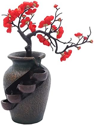 Flower Vase Waterfall Fountain Tabletop Indoor Feng Shui Decor