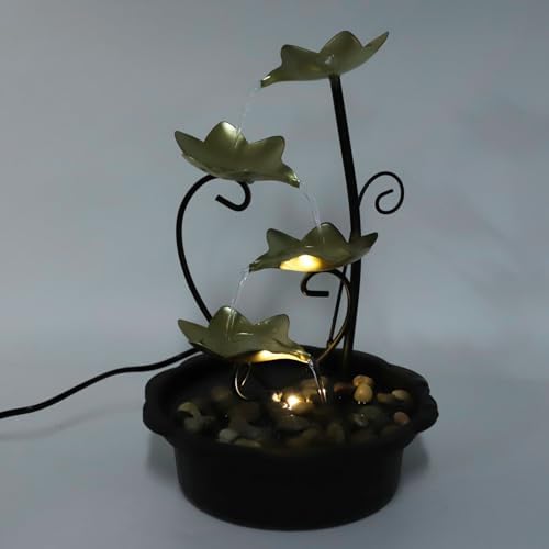 Tabletop Fountain with LED Light and 3-Tier Waterfall Design