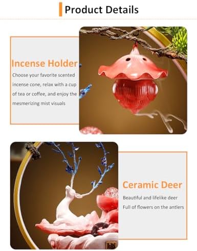 Elegant Deer Water Fountain with LED Light Mist