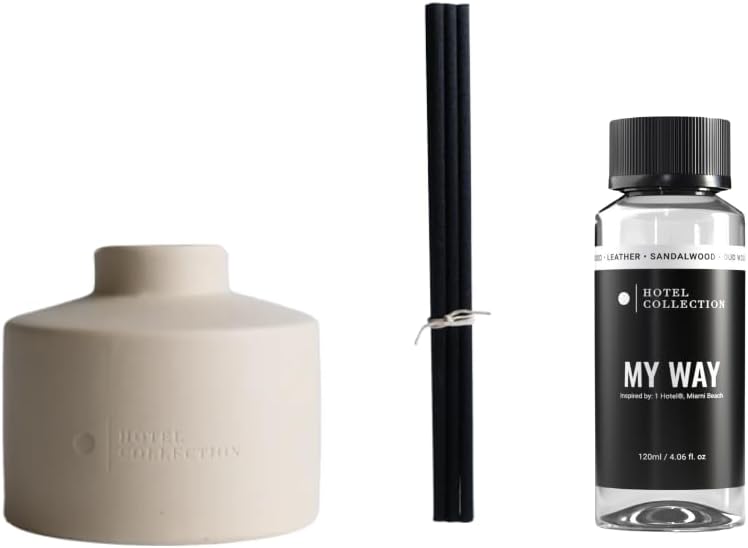 Hotel Collection Ceramic Reed Diffuser Set - Oud Wood Leather Sandalwood