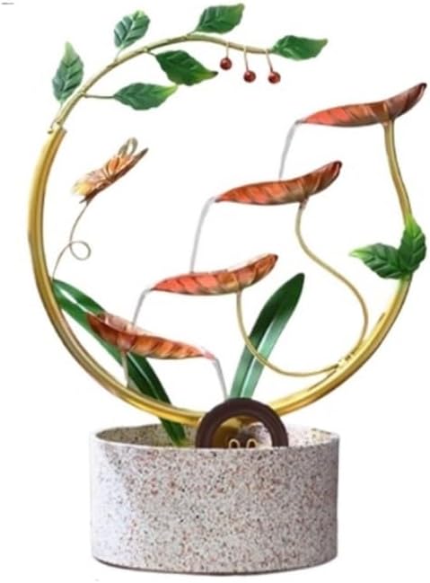 Gorttyeo Tabletop Fountain with Feng Shui Wheel Red