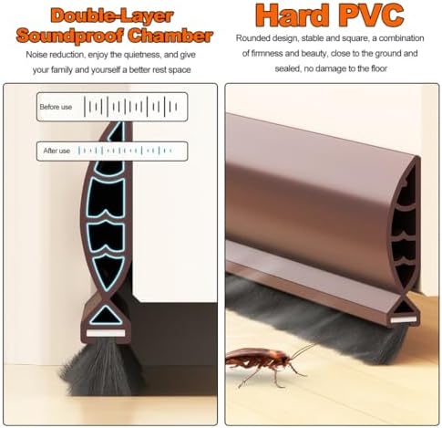 Under Door Draft Stoppers with Brush for Noise Reduction