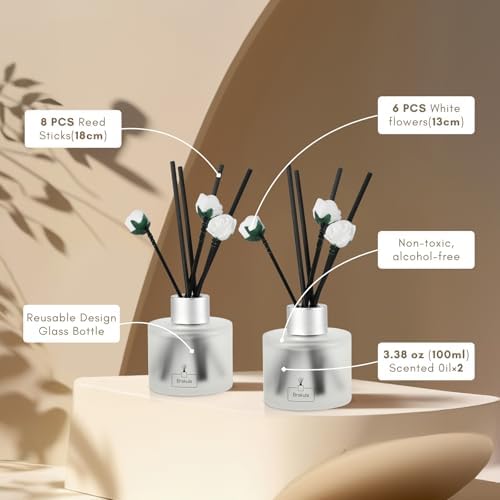 Brakula 2 Pack Reed Diffuser Set Bamboo Scented