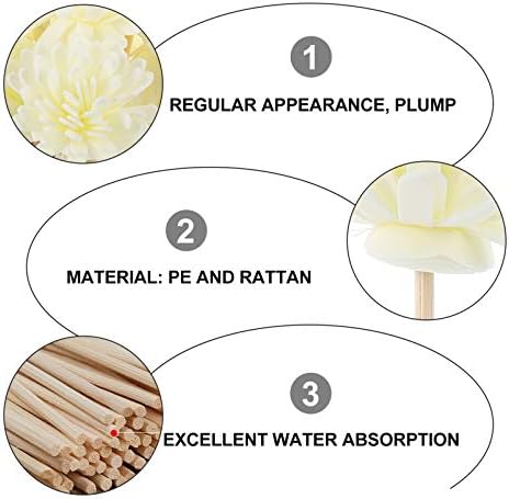 Milisten 30pcs Reed Diffuser Sticks with Flower for Natural Aroma