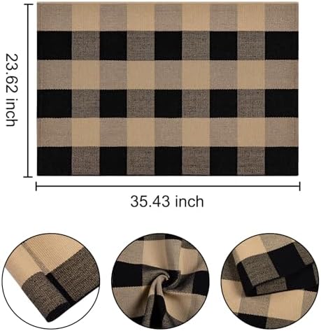 Checkered Front Door Mat 24x35 Buffalo Plaid Rug