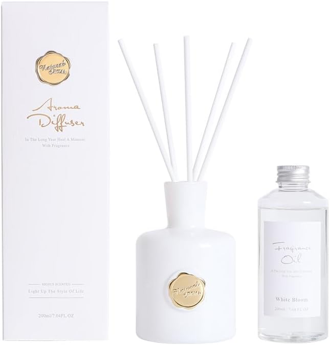 XEPTLE Reed Diffuser Set Creamy Gardenia Fragrance with 5 Sticks Long Lasting Home Air Freshener