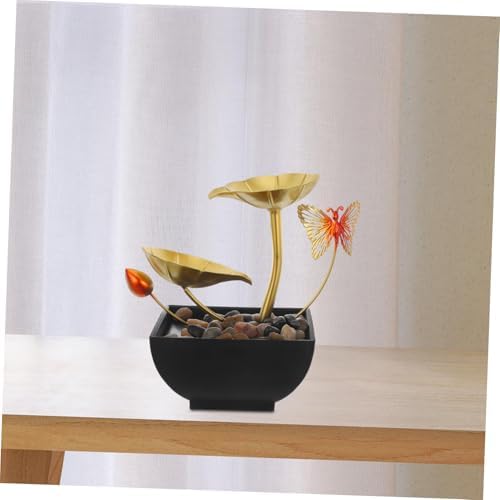 Golden Lotus Waterfall Tabletop Fountain for Indoor Decor