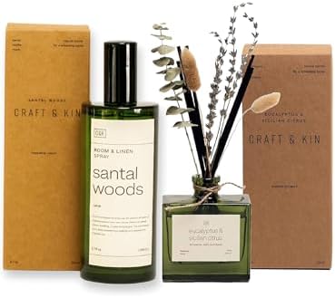 Craft Kin Reed Diffuser Set with Dried Flowers and Room Spray