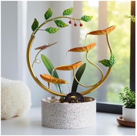 Gorttyeo Tabletop Fountain with Feng Shui Wheel Red